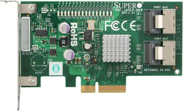 Alt view image 3 of 5 - SUPERMICRO AOC-SASLP-MV8 PCI-Express x4 Low Profile SAS RAID Controller