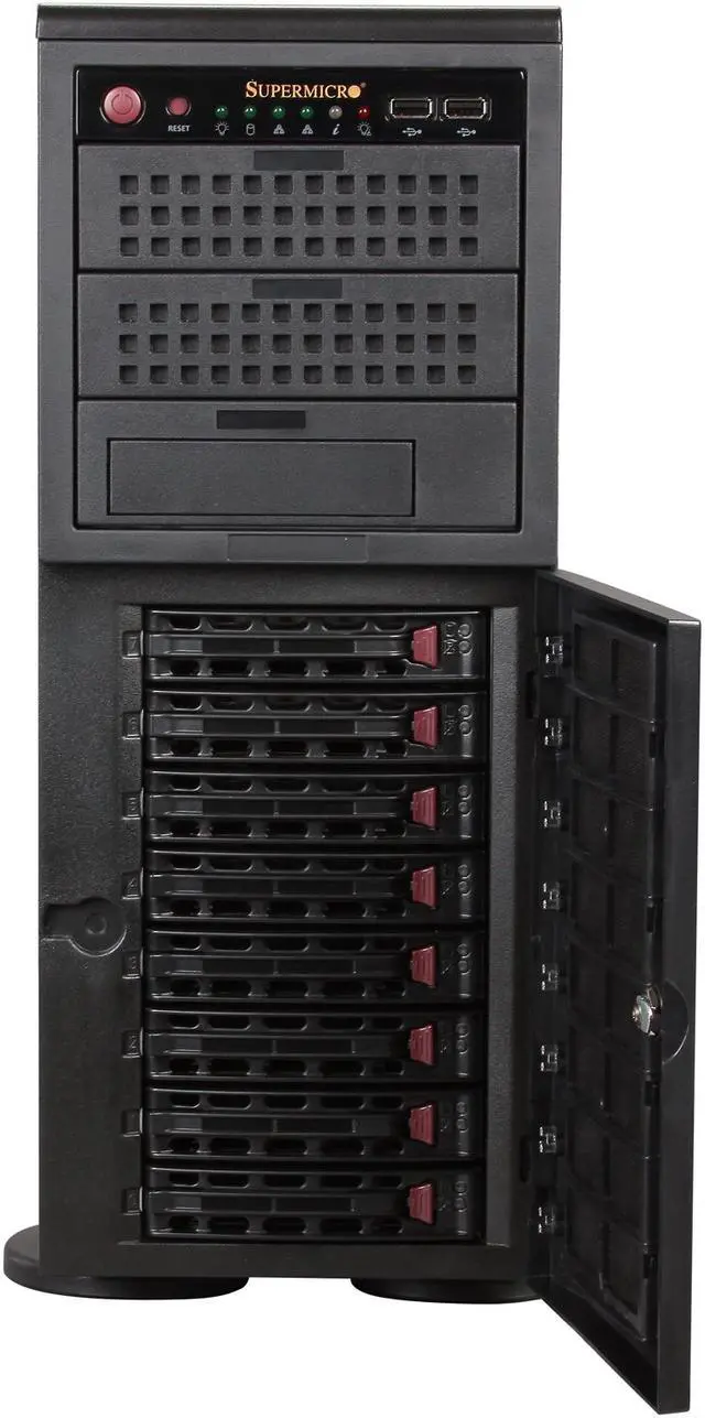 Alt view image 2 of 10 - SUPERMICRO SYS-7046T-NTR+ 4U Rackmountable / Tower Server Barebone Dual LGA 1366 Intel 5520 DDR3 1333/1066/800