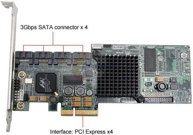 Alt view image 2 of 7 - PROMISE SUPERTRAK EX4350 Native PCIe x4 host interface SATA II (3.0Gb/s) High-Performance Controller Card
