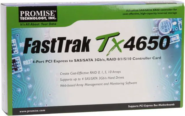 Alt view image 7 of 7 - PROMISE FastTrak TX4650 PCI Express SATA / SAS Controller Card