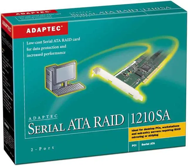 Alt view image 2 of 2 - Adaptec 2015000-R 32-bit/66MHz PCI SATA RAID 1210SA Kit