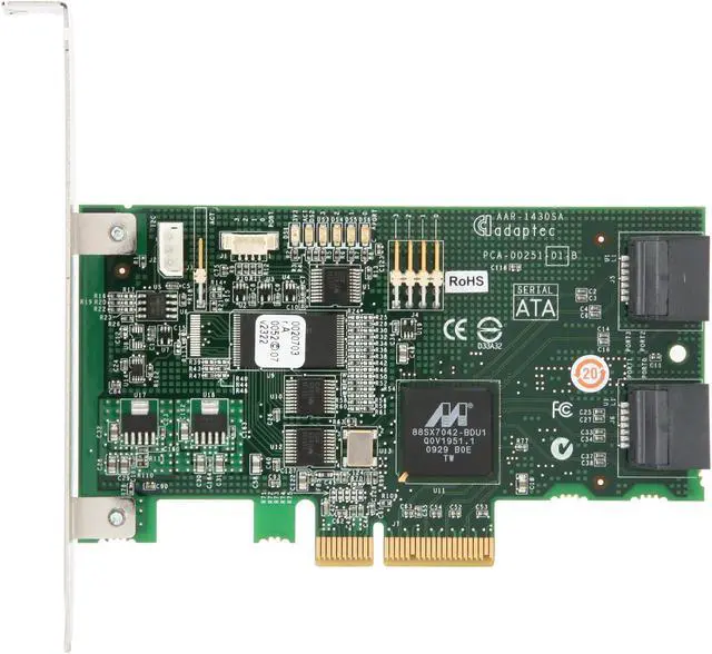 Alt view image 3 of 6 - Adaptec RAID 1430SA 2241000-R SATAII PCI Express x4, 4 ports Controller Card, Single