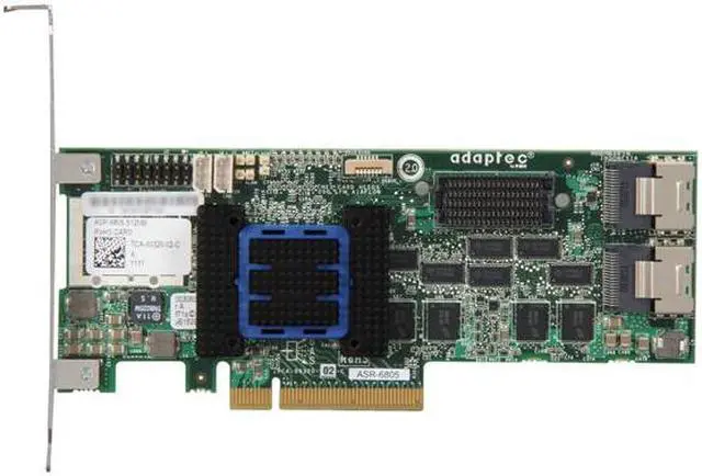 Alt view image 4 of 6 - Adaptec RAID 6805 2270100-R 6Gb/s SATA / SAS 8 internal ports w/ 512MB cache memory Controller Card, Single