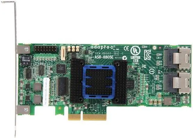 Alt view image 3 of 5 - Adaptec RAID 6805E 2270900-R 6Gb/s SATA/SAS 4 internal ports w/ 128MB cache memory Controller Card, Single