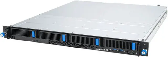 Main image of ASUS RS300-E12-RS4 in an Intel® Xeon® E-2400 and Intel®Xeon®6300 1U server with support for four DDR5 ECC UDIMM, four NVMe, one M.2