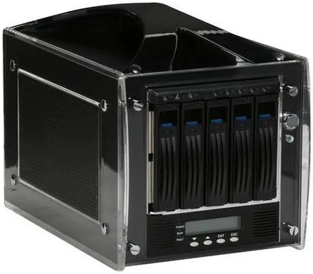 Alt view image 3 of 8 - SANS DIGITAL MR5CT2 RAID 0, 1, 0+1, 3, 5,6, JBOD 5 3.5" Drive Bays USB 2.0 (480Mbps), Firewire 800 (800Mbps), SATA Mobile RAID Subsystem