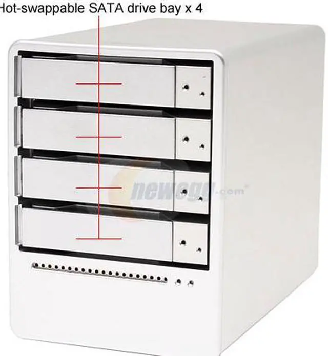 Alt view image 2 of 5 - SANS DIGITAL MS4T JBOD 4 3.5" Drive Bays eSATA 4 Bay SATA to eSATA (x4) JBOD Enclosure