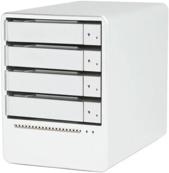 Alt view image 2 of 10 - SANS DIGITAL MS4UM JBOD (RAID 0, 1, 10, 5, and spanning supported by Windows Utilities) 4 3.5" Drive Bays eSATA (via Port Multiplier) and USB 4 Bay SATA to USB / eSATA (Port Multiplier) JBOD Enclosure