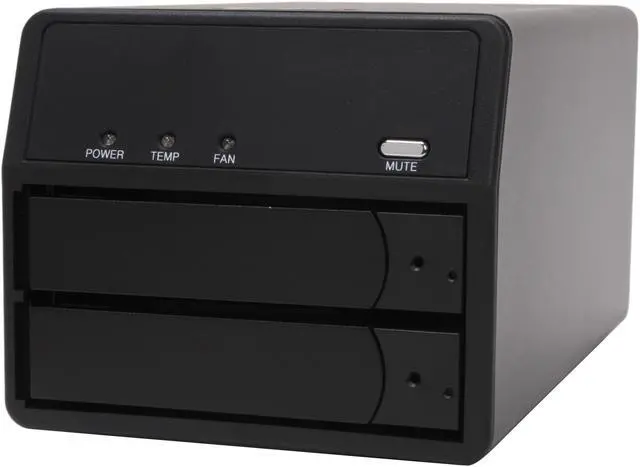 Main image of SANS DIGITAL MobileSTOR MS2T+B JBOD (Individual Hard Drive Access) 2 x Hot-Swappable 3.5" Drive Bays 2 x eSATA 2 Bay SATA to eSATA JBOD Hard Drive Storage Enclosure (Black)