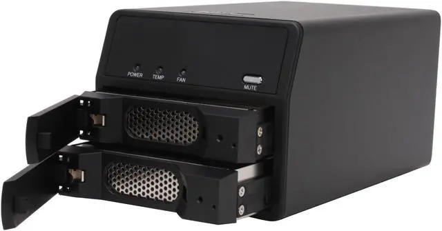 Alt view image 3 of 7 - SANS DIGITAL MobileSTOR MS2T+B JBOD (Individual Hard Drive Access) 2 x Hot-Swappable 3.5" Drive Bays 2 x eSATA 2 Bay SATA to eSATA JBOD Hard Drive Storage Enclosure (Black)