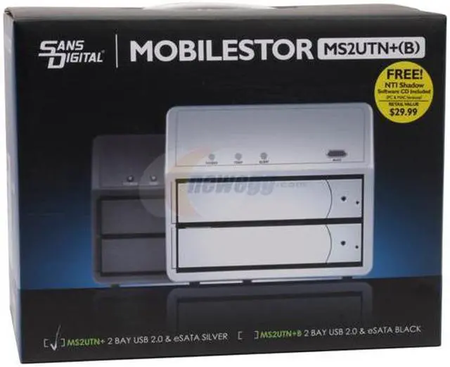 Alt view image 6 of 6 - SANS DIGITAL MobileSTOR MS2UTN+ Big (Spanning), Safe (RAID1), Fast (RAID 0), JBOD, SAFE33, & SAFE50, GUI mode allow customized RAID volume setting. 2 x Hot-Swappable 3.5" Drive Bays USB 2.0 (480Mbps) & eSATA (3.0 Gbps) 2 Bay SATA to eSATA/U