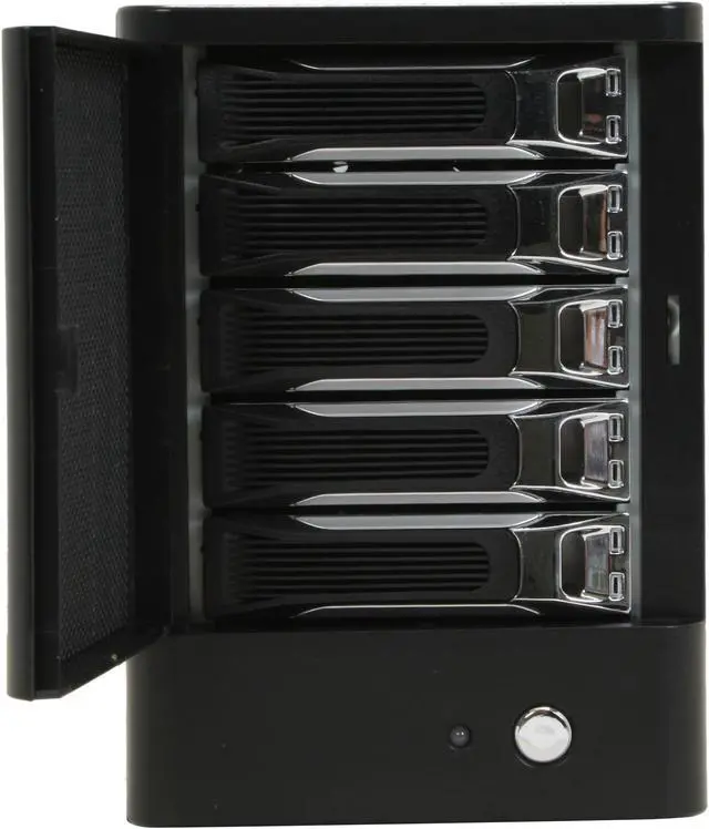Alt view image 4 of 13 - SANS DIGITAL TR5M1 RAID 0, 1, 1+0, 5, 5+spare, spanning and JBOD (using bundled utilities) 5 3.5" Drive Bays eSATA 3Gbps (via Port Multiplier) 5 Bay SATA to eSATA (Port Multiplier) JBOD Enclosure