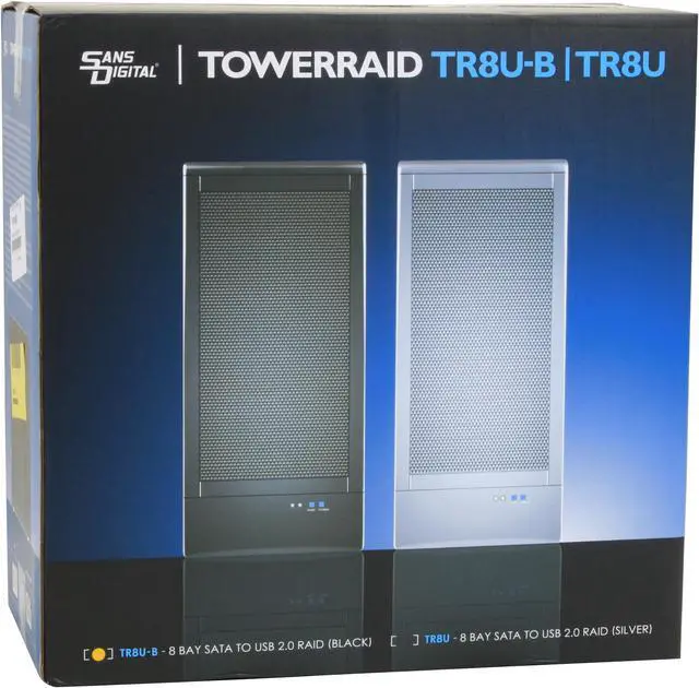 Alt view image 14 of 14 - SANS DIGITAL TR8U-B JBOD or 3 different spanning modes: 1 spanning set = 8 hard drives per set 2 spanning sets = 4 hard drives per set 4 spanning sets = 2 hard drives per set 8 3.5" Drive Bays USB 2.0 8 Bay SATA to USB 2.0 JBOD / Spannin