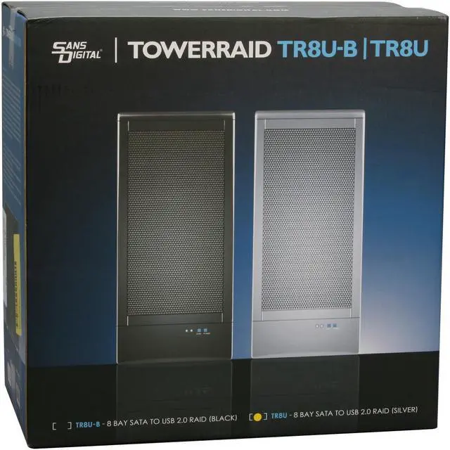 Alt view image 15 of 15 - SANS DIGITAL TR8U JBOD / Spanning 8 3.5" Drive Bays USB 2.0 8 Bay SATA to USB 2.0 JBOD / Spanning Enclosure (SILVER)