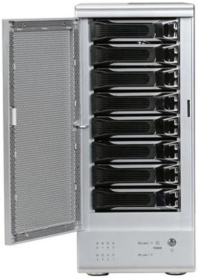 Alt view image 2 of 9 - SANS DIGITAL TR8X JBOD (RAID Supported via Controller Card) 8 3.5" Drive Bays 2 x Mini-SAS (SFF-8088) TowerRAID 8 Bay SAS / SATA JBOD Storage Enclosure (Silver)