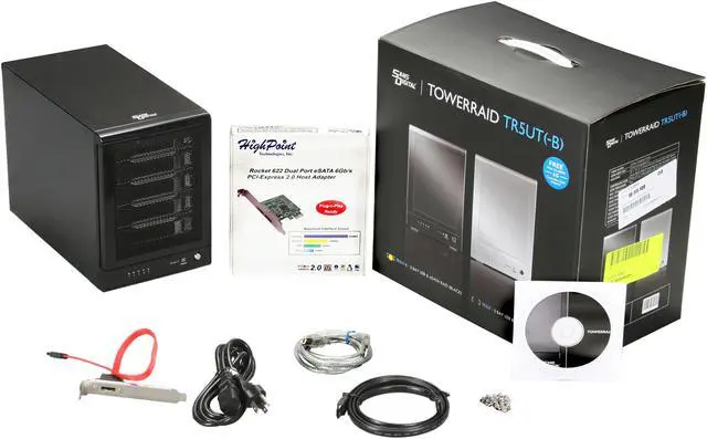 Alt view image 8 of 8 - SANS DIGITAL TowerRAID TR5UT-B 0, 1, 10, 3, 5, Clone (N-way Mirror) with Hot Spare, and JBOD 5 3.5" Drive Bays USB 2.0  and eSATA 5 Bay SATA to USB2.0 / eSATA Hardware RAID 5 Enclosure (Black)