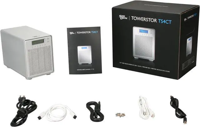 Alt view image 6 of 6 - SANS DIGITAL TowerSTOR TS4CT RAID 0, 1, 3, 5, 1+0, Spanning 4 3.5" Drive Bays USB 2.0, eSATA, Firewire 800 (1394b), Firewire 400 (1394a) 4 Bay SATA to USB 2.0 / eSATA / 1394a / 1394b RAID Enclosure