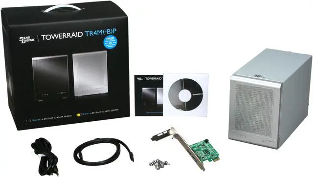 Alt view image 5 of 5 - SANS DIGITAL TowerRAID TR4MP RAID 0, 1, 10, 5, 5+spare, Spanning and JBOD  (via Bundled RR622 RAID Controller Card) 4 3.5" Drive Bays eSATA (via Port Multiplier) 2 ports 6G PCIe 2.0 x1 for RAID Controller Included 4 Bay eSATA Port Multiplie