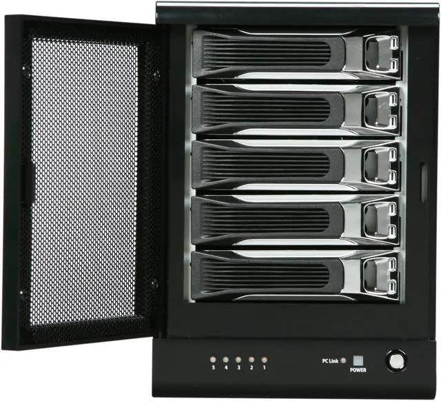 Alt view image 2 of 5 - SANS DIGITAL TowerRAID TR5M-BP RAID 0, 1, 10, 5, 5+spare, Spanning and JBOD (via Bundled RR622 RAID Controller Card) 5 3.5" Drive Bays eSATA (via Port Multiplier) PCIe2.0 x1 for RR622 RAID Controller 5 Bay eSATA RAID 0/1/10/5/JBOD Performan