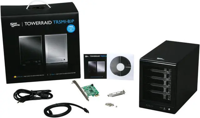 Alt view image 5 of 5 - SANS DIGITAL TowerRAID TR5M-BP RAID 0, 1, 10, 5, 5+spare, Spanning and JBOD (via Bundled RR622 RAID Controller Card) 5 3.5" Drive Bays eSATA (via Port Multiplier) PCIe2.0 x1 for RR622 RAID Controller 5 Bay eSATA RAID 0/1/10/5/JBOD Performan