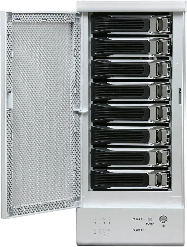 Alt view image 2 of 7 - SANS DIGITAL TowerRAID TR8MP RAID 0, 1, 10, 5, 5+spare, Spanning and JBOD (via Bundled RR622 RAID Controller Card) 8 3.5" Drive Bays eSATA (via Port Multiplier) PCIe 2.0 x1 for RR622 RAID Controller 8 Bay eSATA RAID 0/1/10/5/JBOD Performanc