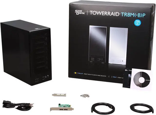 Alt view image 8 of 8 - SANS DIGITAL TowerRAID TR8M-BP RAID 0, 1, 10, 5, 5+spare, Spanning and JBOD(via Bundled RR622 RAID Controller Card) 8 x Hot-Swappable 3.5" Drive Bays eSATA (via Port Multiplier) PCIe 2.0 x1 for RR622 RAID Controller 8 Bay eSATA RAID 0/1/10/
