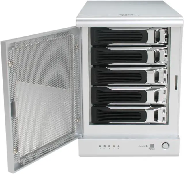 Alt view image 3 of 5 - SANS DIGITAL TowerRAID TR5UTP 0, 1, 10, 3, 5, Clone (N-way Mirror) with Hot Spare, and JBOD 5 x Hot-Swappable 3.5" Drive Bays USB 3.0 (backward compatible with USB 2.0) and eSATA 5 Bay USB 3.0 / eSATA Hardware RAID 5 Tower w/ 6G PCIe 2.0 HB