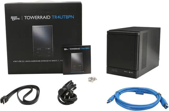 Alt view image 6 of 6 - SANS DIGITAL TowerRAID TR4UTBPN 4-Bay 3.5" SATA to USB 3.0 / eSATA Hardware RAID-5 Storage Tower