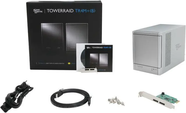 Alt view image 7 of 7 - Sans Digital 4-Bay eSATA RAID 0/1/10/5/JBOD Tower Storage Enclosure w/ 6G PCIe Card TR4M+ (Silver)