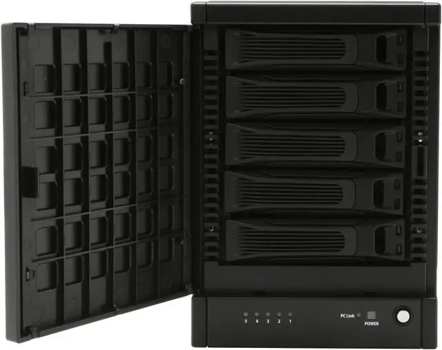 Alt view image 3 of 8 - Sans Digital 5-Bay eSATA RAID 0/1/10/5/JBOD Tower Storage Enclosure w/ 6G PCIe Card TR5M+B (Black)