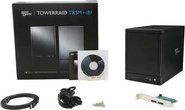 Alt view image 8 of 8 - Sans Digital 5-Bay eSATA RAID 0/1/10/5/JBOD Tower Storage Enclosure w/ 6G PCIe Card TR5M+B (Black)