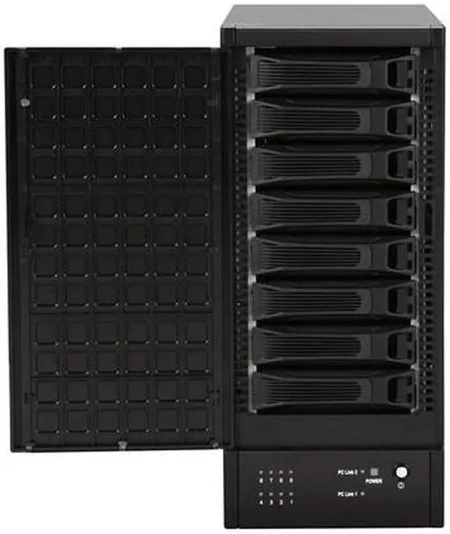 Alt view image 2 of 9 - Sans Digital 8-Bay eSATA RAID 0/1/10/5/JBOD Tower Storage Enclosure w/ 6G PCIe Card TR8M+B (Black)