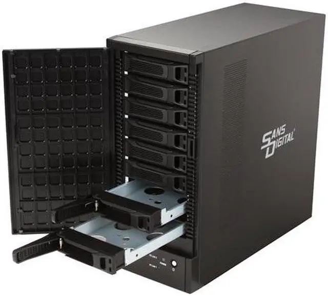 Alt view image 8 of 9 - Sans Digital 8-Bay eSATA RAID 0/1/10/5/JBOD Tower Storage Enclosure w/ 6G PCIe Card TR8M+B (Black)