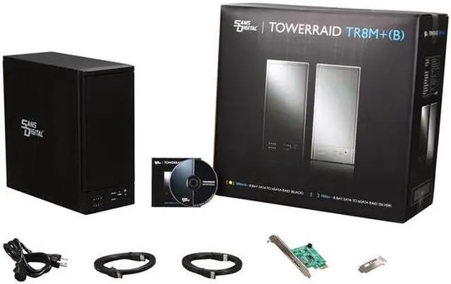 Alt view image 9 of 9 - Sans Digital 8-Bay eSATA RAID 0/1/10/5/JBOD Tower Storage Enclosure w/ 6G PCIe Card TR8M+B (Black)