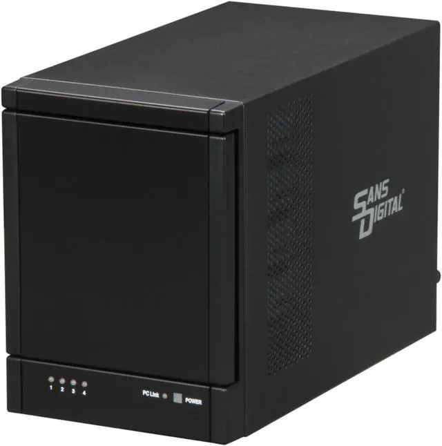 Main image of Sans Digital 4-Bay USB 3.0 / eSATA Hardware RAID5 Tower Storage Enclosure w/ 6G PCIe 2.0 HBA Card TR4UT+B (Black)