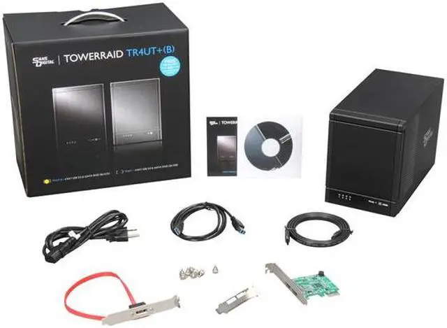 Alt view image 5 of 5 - Sans Digital 4-Bay USB 3.0 / eSATA Hardware RAID5 Tower Storage Enclosure w/ 6G PCIe 2.0 HBA Card TR4UT+B (Black)