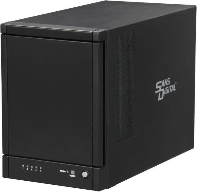 Main image of Sans Digital 5-Bay USB 3.0 / eSATA Hardware RAID5 Tower Storage Enclosure w/ 6G PCIe 2.0 HBA Card TR5UT+B (Black)