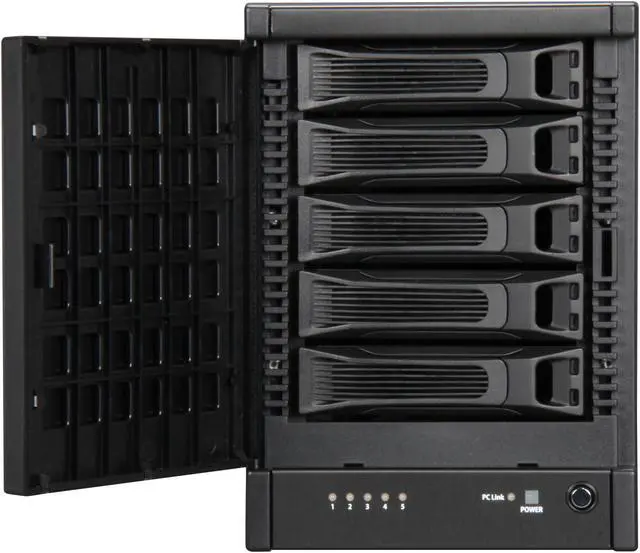 Alt view image 2 of 6 - Sans Digital 5-Bay USB 3.0 / eSATA Hardware RAID5 Tower Storage Enclosure w/ 6G PCIe 2.0 HBA Card TR5UT+B (Black)