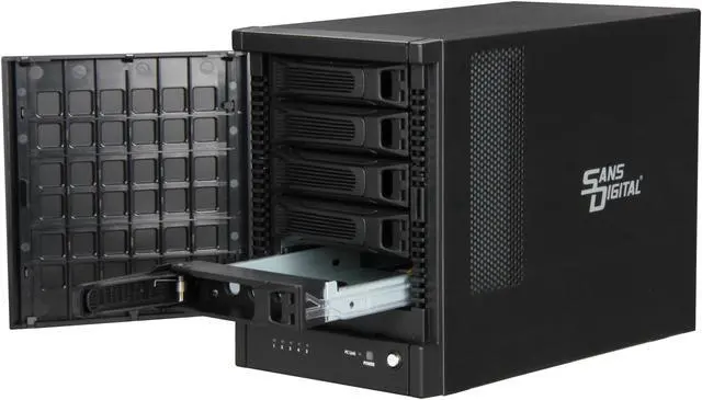 Alt view image 3 of 6 - Sans Digital 5-Bay USB 3.0 / eSATA Hardware RAID5 Tower Storage Enclosure w/ 6G PCIe 2.0 HBA Card TR5UT+B (Black)