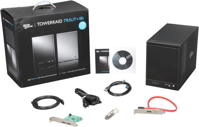 Alt view image 6 of 6 - Sans Digital 5-Bay USB 3.0 / eSATA Hardware RAID5 Tower Storage Enclosure w/ 6G PCIe 2.0 HBA Card TR5UT+B (Black)
