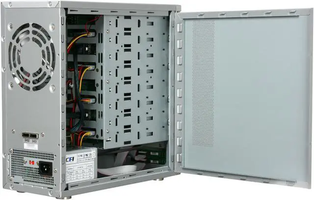 Alt view image 4 of 8 - Sans Digital 8-Bay SAS/SATA JBOD Compact Tower Enclosure w/ Mini-SAS (SFF-8088) x 2 TR8X+ (Silver)