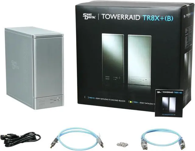 Alt view image 8 of 8 - Sans Digital 8-Bay SAS/SATA JBOD Compact Tower Enclosure w/ Mini-SAS (SFF-8088) x 2 TR8X+ (Silver)