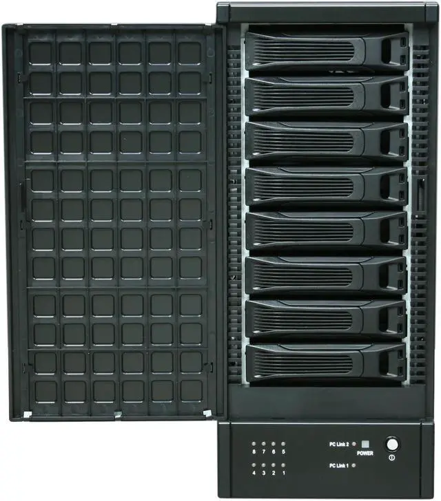 Alt view image 2 of 8 - Sans Digital 8-Bay SAS/SATA JBOD Compact Tower Enclosure w/ Mini-SAS (SFF-8088) x 2 TR8X+B (Black)