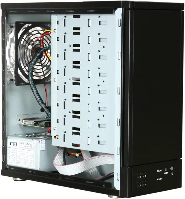 Alt view image 6 of 8 - Sans Digital 8-Bay SAS/SATA JBOD Compact Tower Enclosure w/ Mini-SAS (SFF-8088) x 2 TR8X+B (Black)