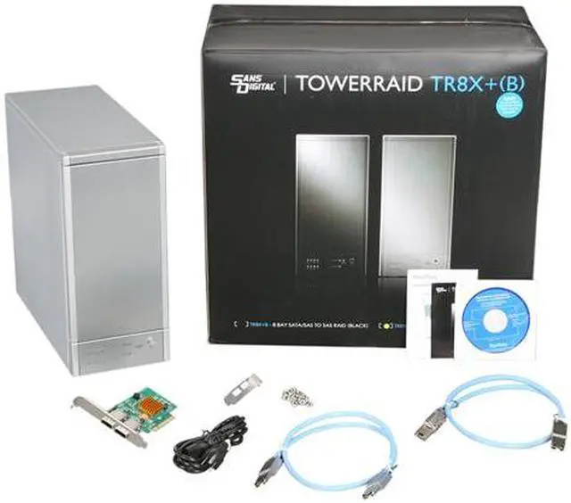 Alt view image 8 of 8 - Sans Digital 8-Bay SAS/SATA RAID 5 Tower Storage Enclosure w/ 6G PCIe 2.0 x8 TTR8X+P (Silver)
