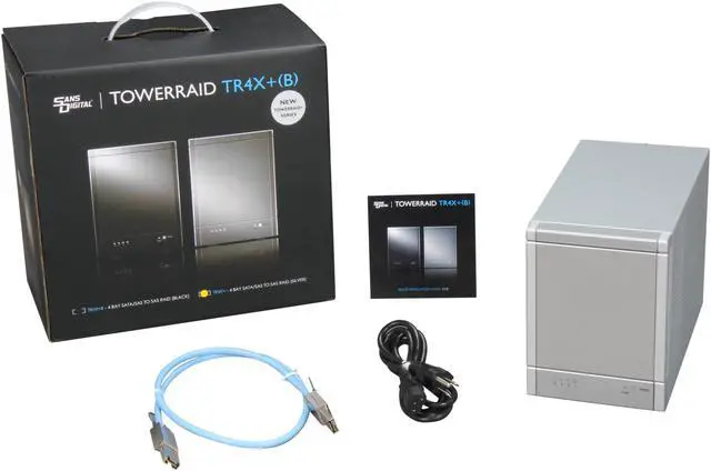Alt view image 5 of 5 - Sans Digital 4-Bay SAS/SATA JBOD Compact Tower Enclosure w/ Mini-SAS (SFF-8088) x 1 TR4X+ (Silver)