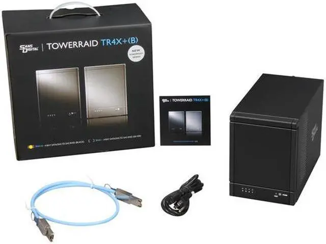 Alt view image 5 of 5 - Sans Digital 4-Bay SAS/SATA JBOD Compact Tower Enclosure w/ Mini-SAS (SFF-8088) x 1 TR4X+B (Black)