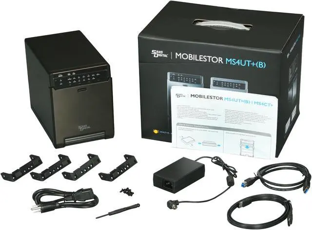 Alt view image 5 of 5 - SANS DIGITAL MobileSTOR MS4UT+B 0, 1, 10, 3, 5, and Spanning 4 x Hot-Swappable 3.5" Drive Bays USB 3.0, eSATA 4-Bay USB 3.0 / eSATA Hardware RAID 5 Tower (Black)
