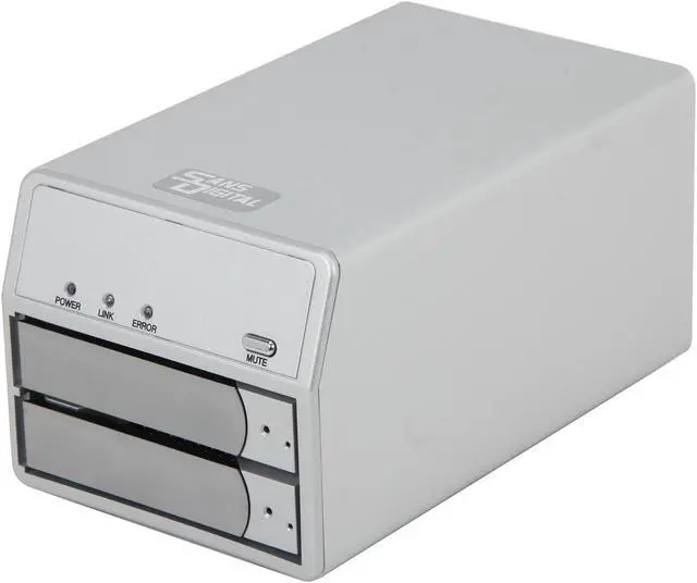 Main image of SANS DIGITAL MobileRAID MR2UT+ 0/1/JBOD* and Spanning 2 x Hot-swappable 3.5" Drive Bays USB 3.0, eSATA 2-Bay SATA Compact Tower Enclosure (Silver)