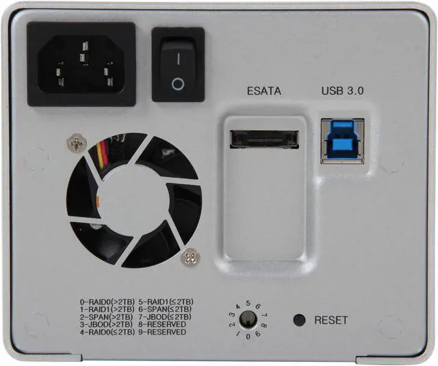 Alt view image 4 of 5 - SANS DIGITAL MobileRAID MR2UT+ 0/1/JBOD* and Spanning 2 x Hot-swappable 3.5" Drive Bays USB 3.0, eSATA 2-Bay SATA Compact Tower Enclosure (Silver)